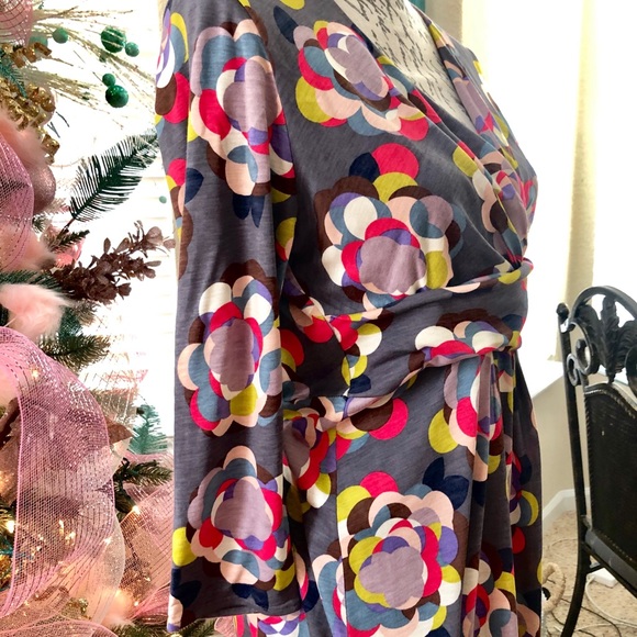 Boden Floral Grey Wrap Top Knit Shift Dress! - Picture 3 of 7